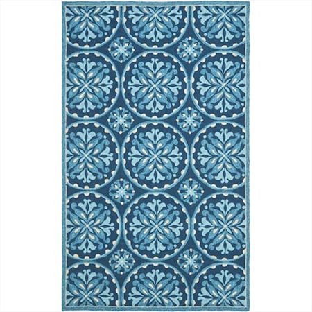 Safavieh 8 x 10 ft. Large Rectangle- Indoor - Outdoor Four Seasons Blue And Multi Hand Hooked Rug FRS218B-8